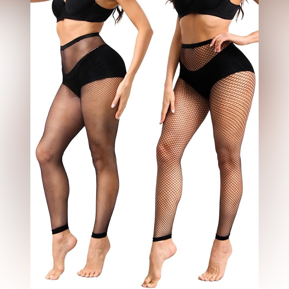 Black Footless Fishnet Tights - 2 Pairs | BRAND NEW + SEALED PACKAGE